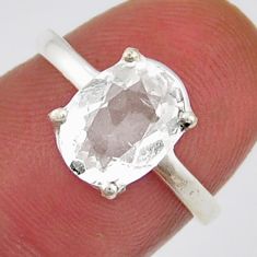 925 sterling silver 3.09cts faceted natural white goshenite ring size 5.5 y25543