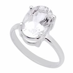 925 sterling silver 4.13cts faceted natural white pollucite ring size 7 y1723