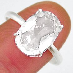 925 sterling silver 5.87cts faceted natural white pollucite ring size 8 y25896