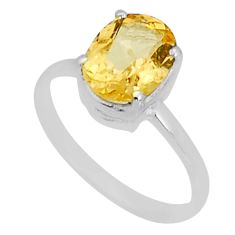 925 sterling silver 3.72cts faceted natural yellow beryl oval ring size 8 y2105