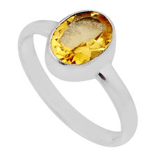 925 sterling silver 2.97cts faceted natural yellow citrine ring size 7.5 n37353