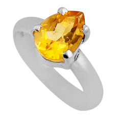 925 sterling silver 2.53cts faceted natural yellow citrine ring size 6.5 n38031