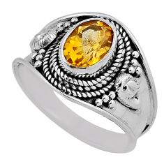 925 sterling silver 2.01cts faceted natural yellow citrine ring size 7.5 n39465