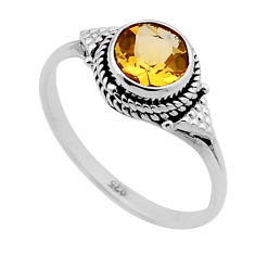 925 sterling silver 2.34cts faceted natural yellow citrine ring size 8.5 n47830
