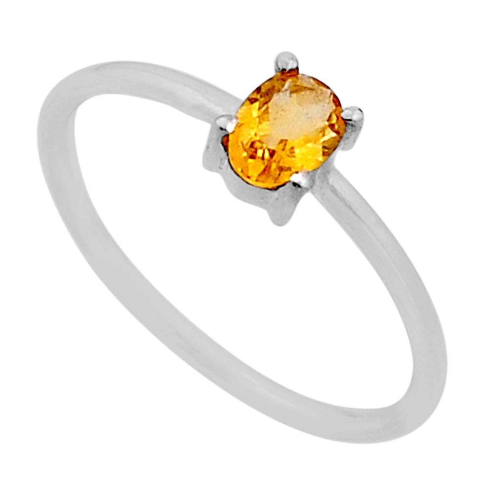 925 sterling silver 1.11cts faceted natural yellow citrine ring size 7.5 n53103