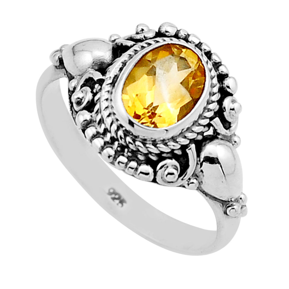 925 sterling silver 1.99cts faceted natural yellow citrine ring size 7.5 n53835