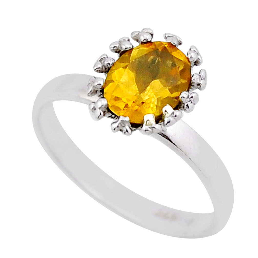 925 sterling silver 2.06cts faceted natural yellow citrine ring size 6.5 n53912
