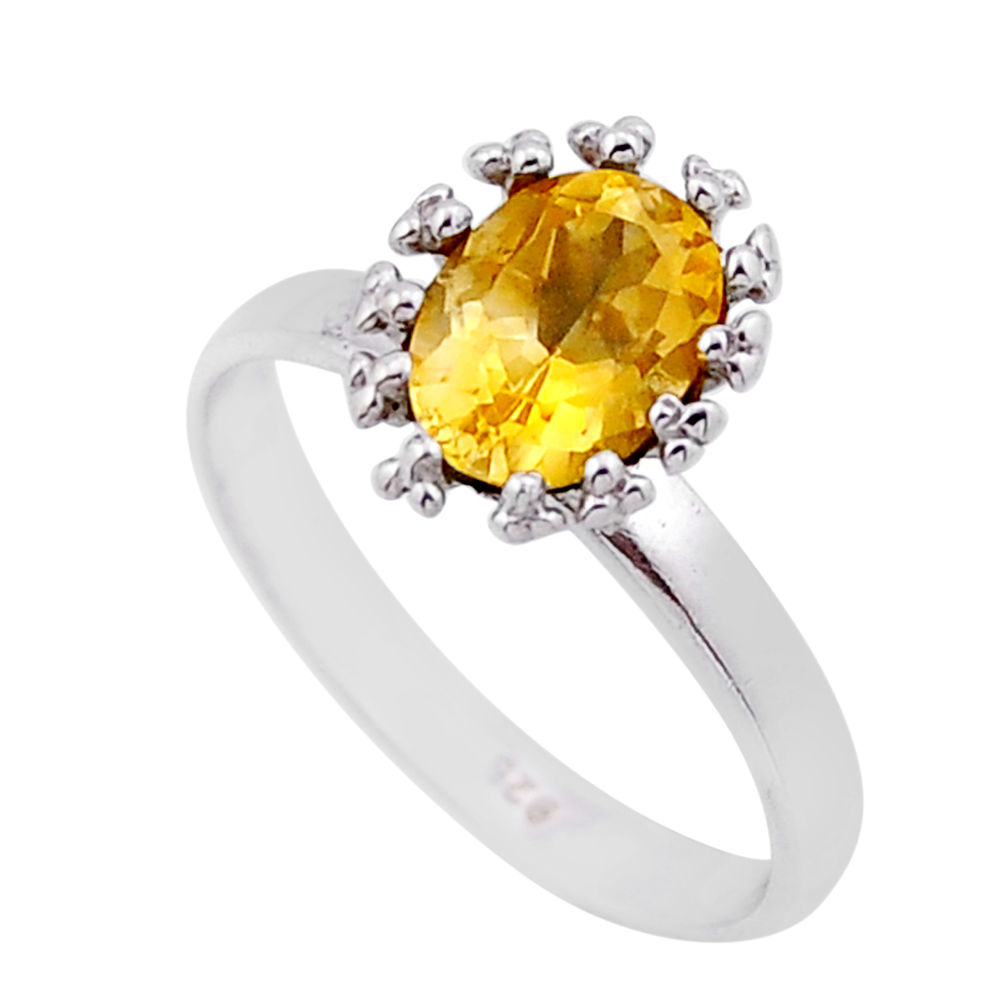 925 sterling silver 2.06cts faceted natural yellow citrine ring size 6.5 n53914