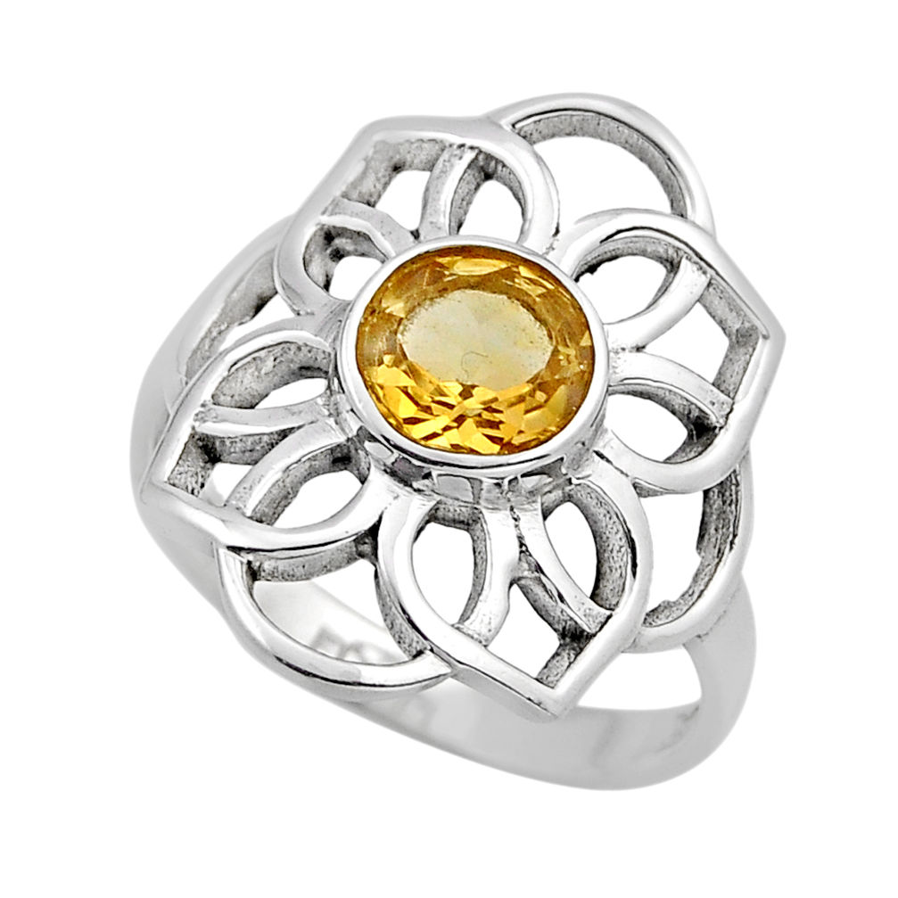 925 sterling silver 2.54cts faceted natural yellow citrine ring size 6 y82737