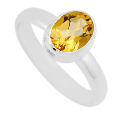 925 sterling silver 2.12cts faceted natural yellow citrine ring size 8 n44465