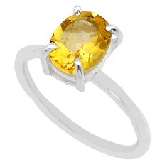 925 sterling silver 3.08cts faceted natural yellow citrine ring size 8 u60704