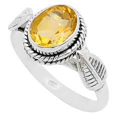 925 sterling silver 1.97cts faceted natural yellow citrine ring size 8 u60724