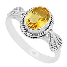 925 sterling silver 2.00cts faceted natural yellow citrine ring size 8 u60753