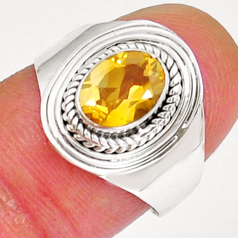 925 sterling silver 1.96cts faceted natural yellow citrine ring size 8 y17564