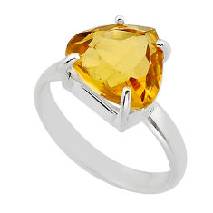 925 sterling silver 5.53cts faceted natural yellow citrine ring size 8.5 y79259
