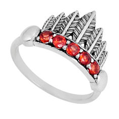 925 sterling silver 2.12cts feather natural red garnet round ring size 9 y24229