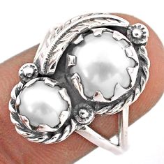 925 sterling silver 6.03cts feather natural white pearl ring size 7.5 t86599