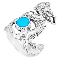 925 sterling silver 4.47gms fine blue turquoise enamel dragon ring size 6 c12627