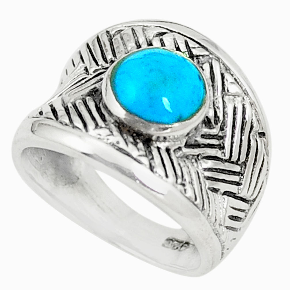925 sterling silver fine blue turquoise enamel ring size 5.5 a80889 c13159