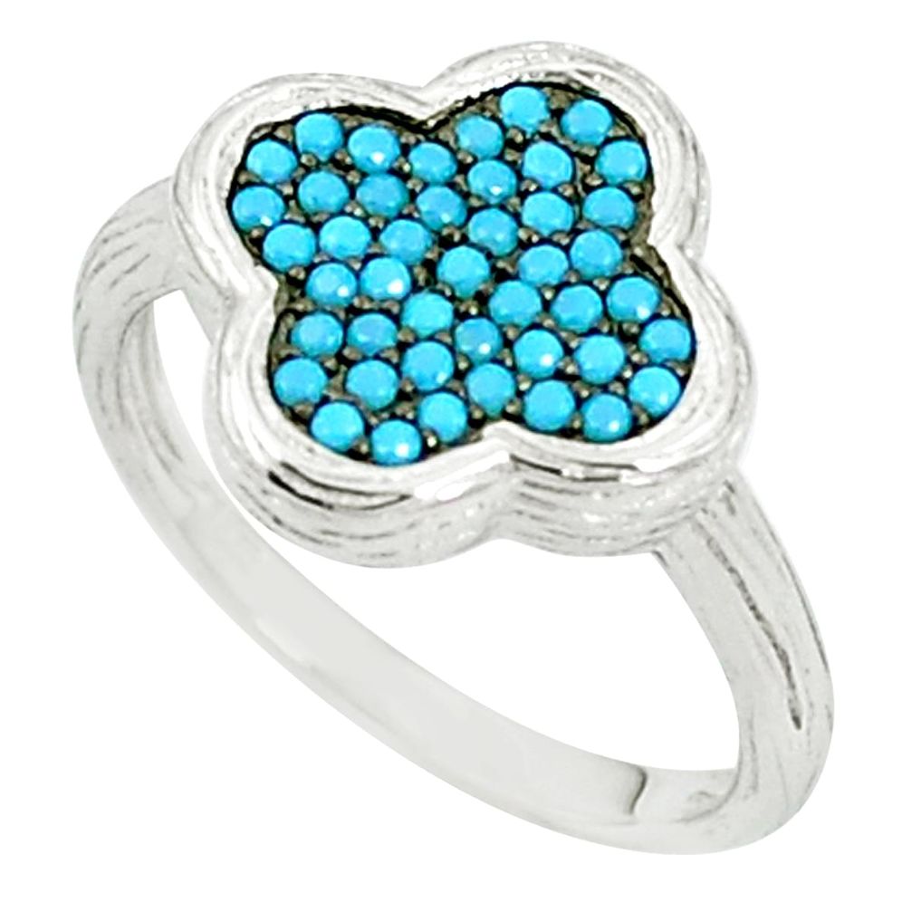 925 sterling silver fine blue turquoise round ring jewelry size 5.5 c26021