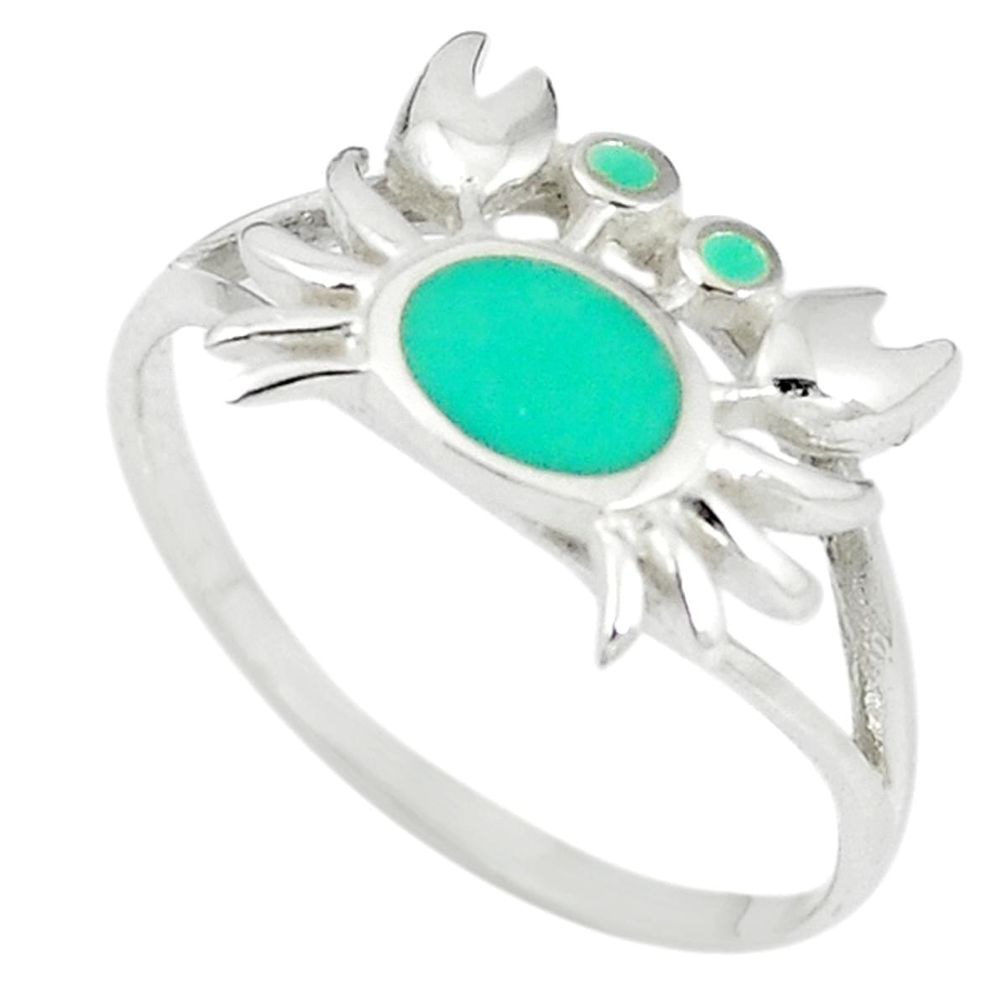 925 sterling silver fine green turquoise enamel crab ring size 9 a67720 c13378