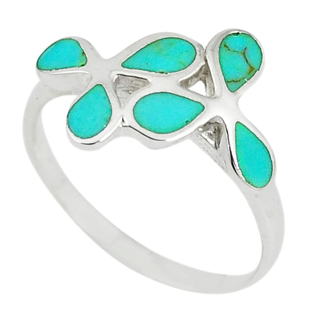 925 sterling silver fine green turquoise enamel ring size 8 a67640 c13137