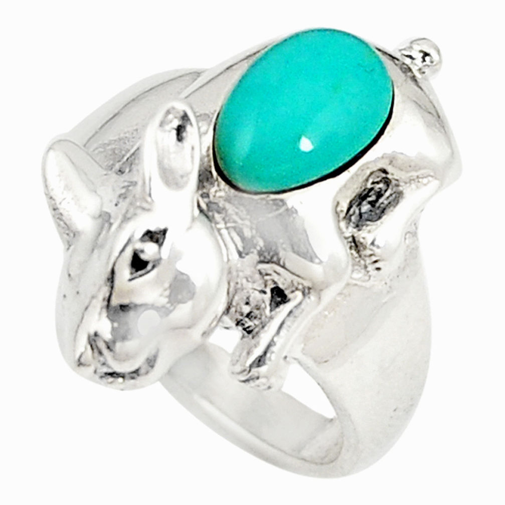 LAB 925 sterling silver fine green turquoise fancy ring jewelry size 6.5 c21672