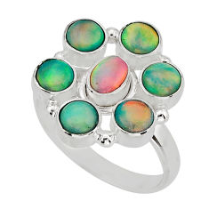 925 sterling silver 4.70cts fine volcano aurora opal ring jewelry size 10 y80993