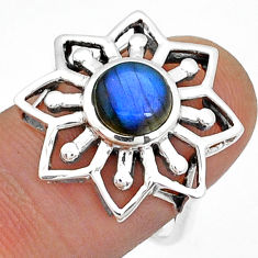 925 sterling silver 2.46cts flower natural blue labradorite ring size 7.5 u75863