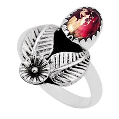 925 sterling silver 2.03cts flower with leaf dahlia rose oval ring size 7 n33360