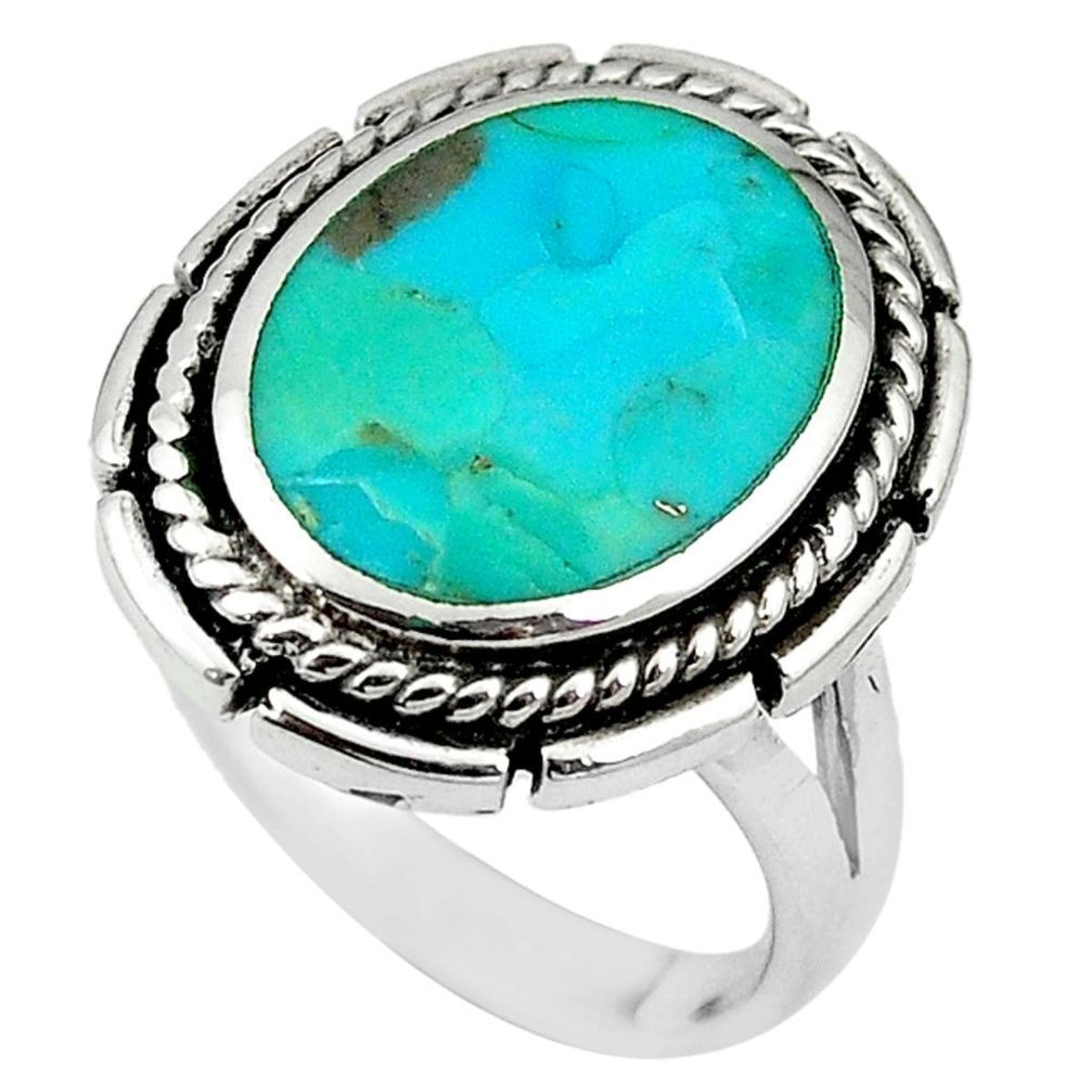 925 sterling silver green arizona mohave turquoise enamel ring size 8 c10635