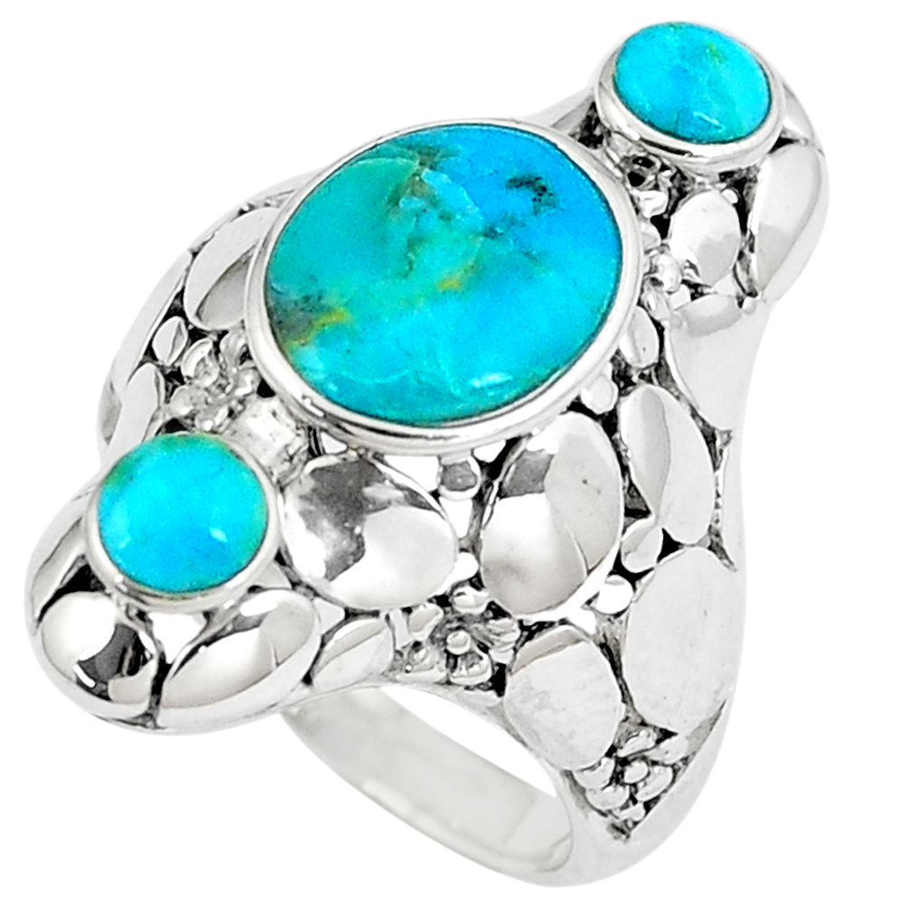 925 sterling silver 4.91cts green arizona mohave turquoise ring size 5.5 c10675