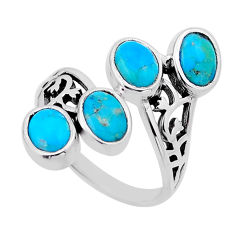 925 sterling silver 5.42cts green arizona mohave turquoise ring size 7.5 n54633