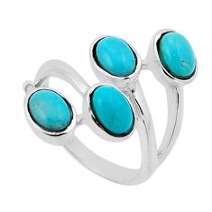 925 sterling silver 6.08cts green arizona mohave turquoise ring size 7.5 n54639