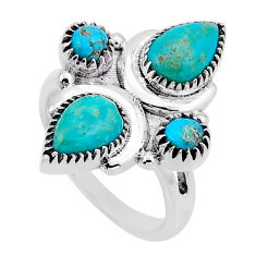 925 sterling silver 5.21cts green arizona mohave turquoise ring size 7 n54643