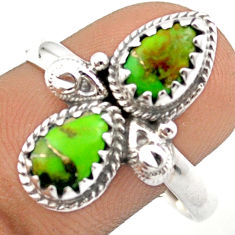 925 sterling silver 4.06cts green copper turquoise ring jewelry size 10 u16756
