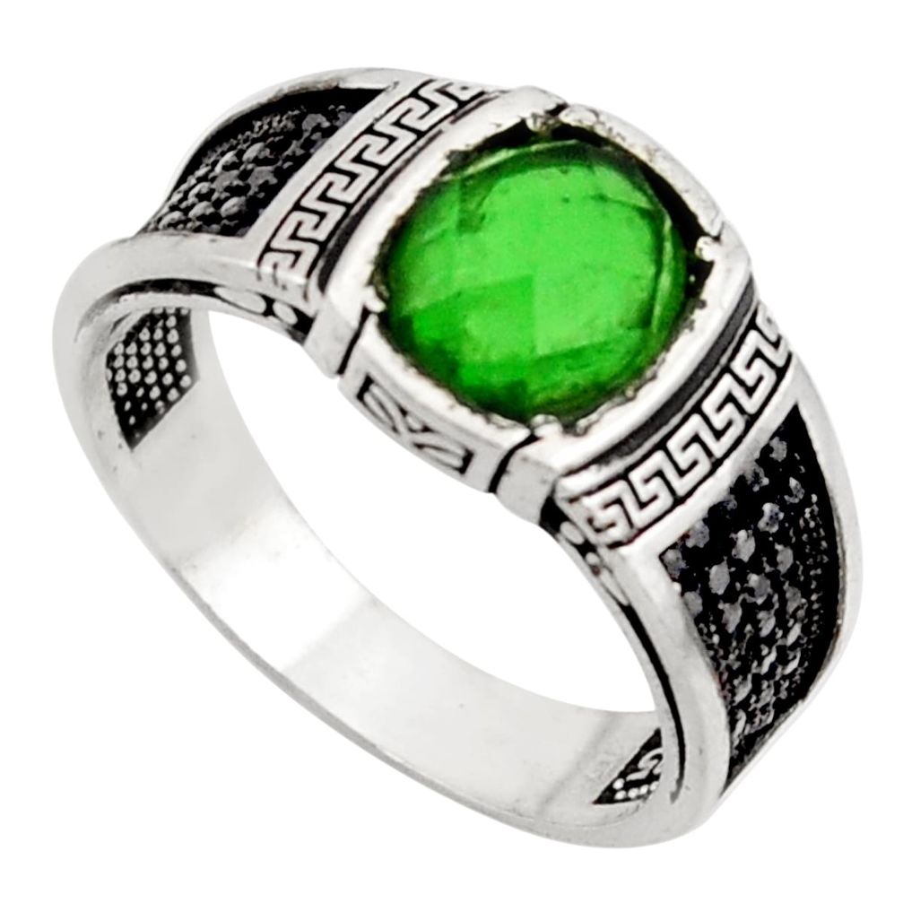 925 sterling silver 4.91cts green emerald (lab) topaz mens ring size 11 c26275