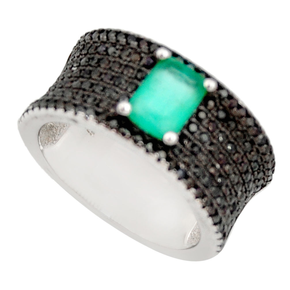 925 sterling silver 3.27cts green emerald (lab) topaz ring size 6.5 c9099