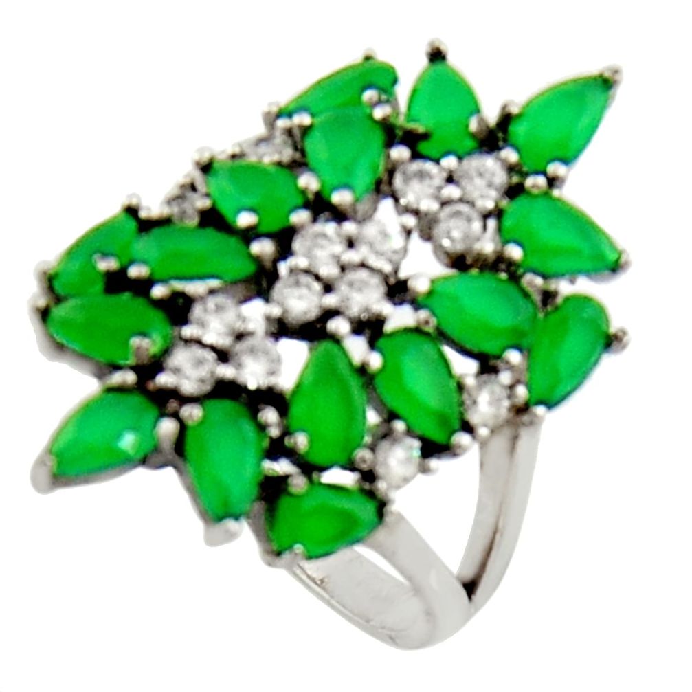 925 sterling silver 6.26cts green emerald (lab) topaz ring jewelry size 8 c9880