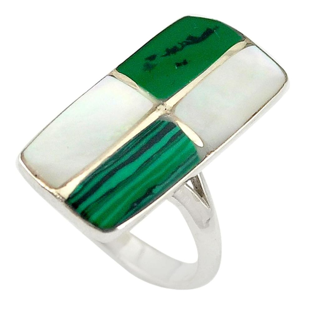 925 sterling silver green malachite (pilot's stone) ring jewelry size 6.5 c26155