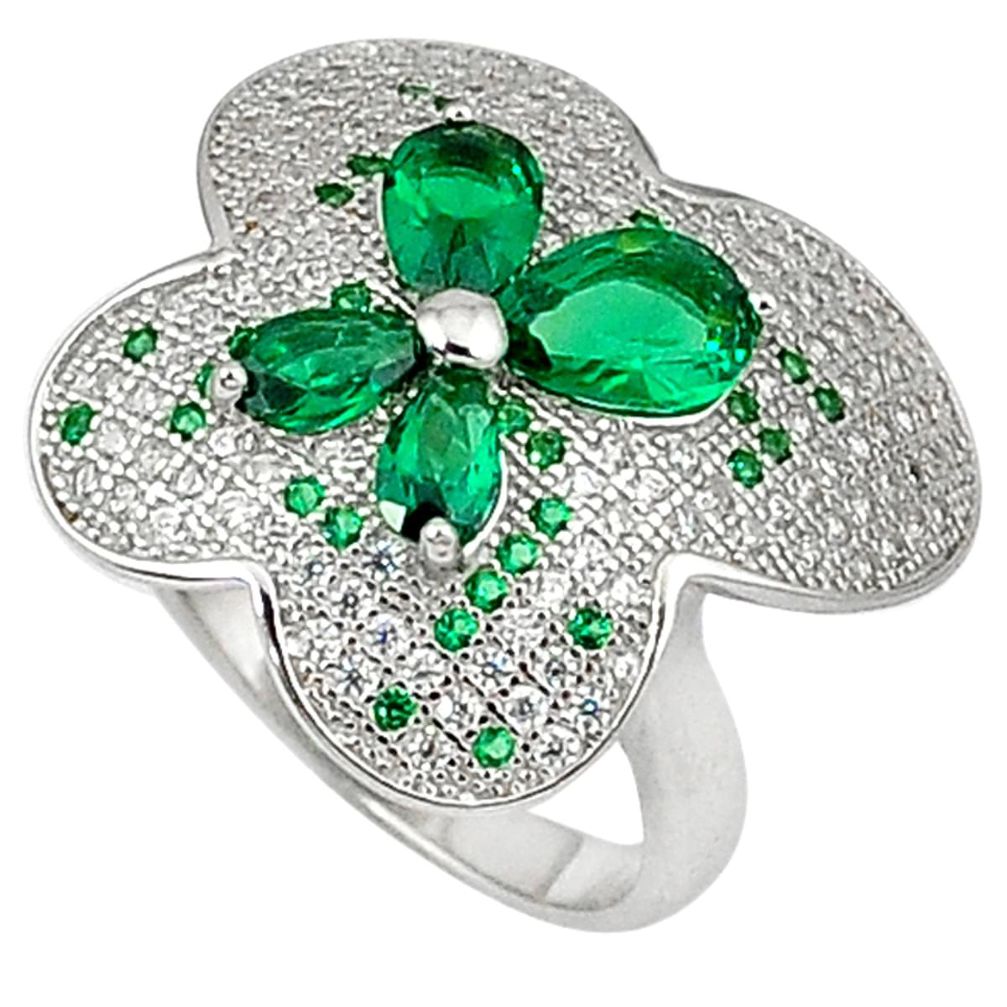 925 sterling silver green russian nano emerald topaz ring jewelry size 7 c23709