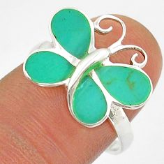 925 sterling silver 2.96cts green turquoise lab butterfly ring size 8 c29918