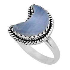 925 sterling silver 5.48cts half moon natural blue lace agate ring size 8 y27060