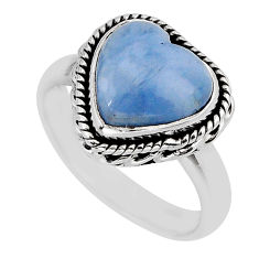 925 sterling silver 5.38cts heart natural blue owyhee opal ring size 6.5 y62655