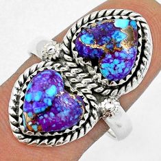 925 sterling silver 11.14cts heart purple copper turquoise ring size 10 u82140