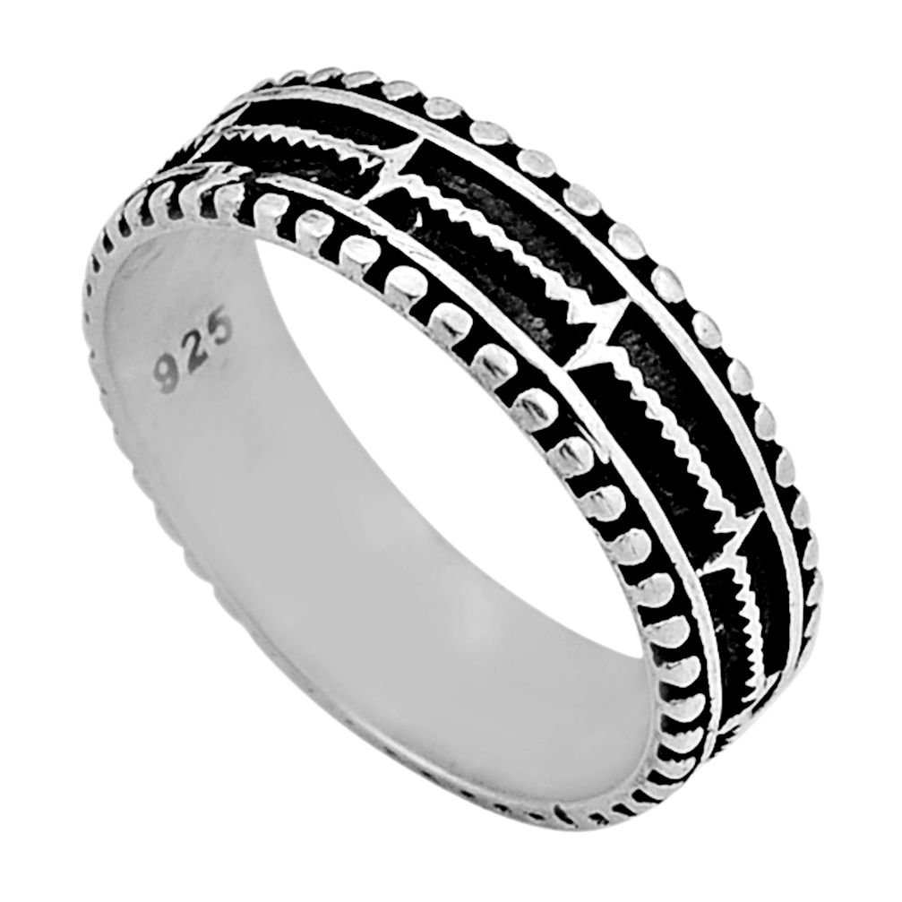 925 sterling silver 4.59gms indonesian bali style solid band ring size 9 n49992