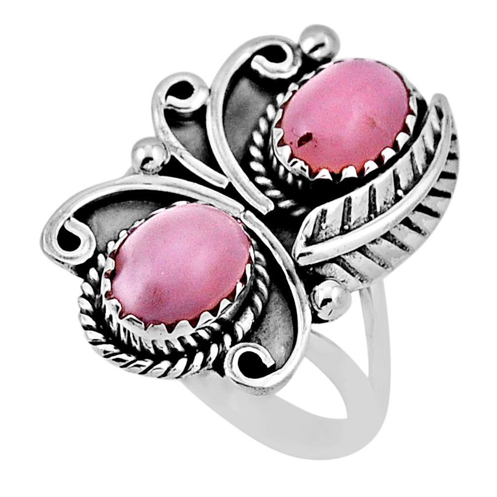 925 sterling silver 4.12cts leaf natural pink opal ring jewelry size 7 n33740