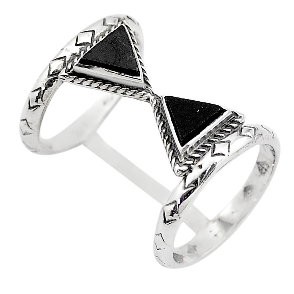 925 sterling silver 5.42cts meditation natural black onyx ring size 6 t67500