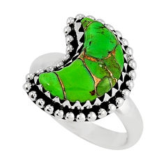925 sterling silver 6.03cts moon green copper turquoise ring size 7.5 y24518