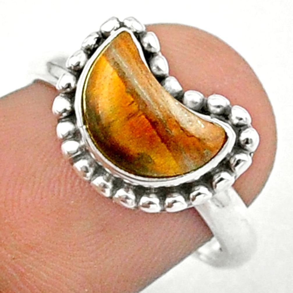 925 sterling silver 4.30cts moon natural brown tiger's eye ring size 8 u19156